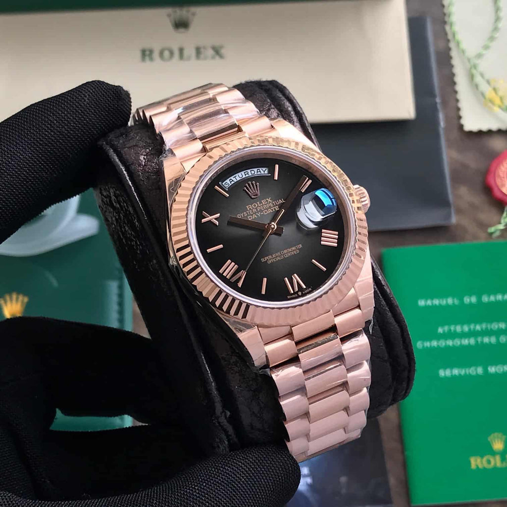 Rolex Day Date 2024 Rosegold Black Dial Swiss ETA Automatic Men’s Watch