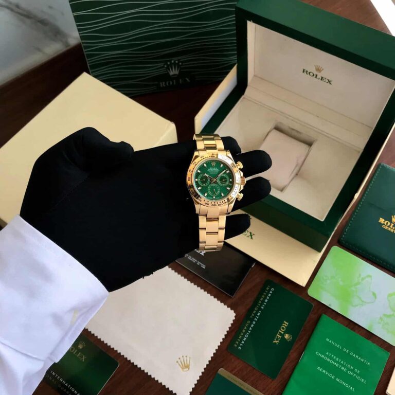 Rolex Cosmograph Daytona Gold & Green Dial Japanese Automatic Mens Watch