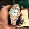 Rolex Date Just 41 Dimond Numbers Automatic Two Tone Mens Watc