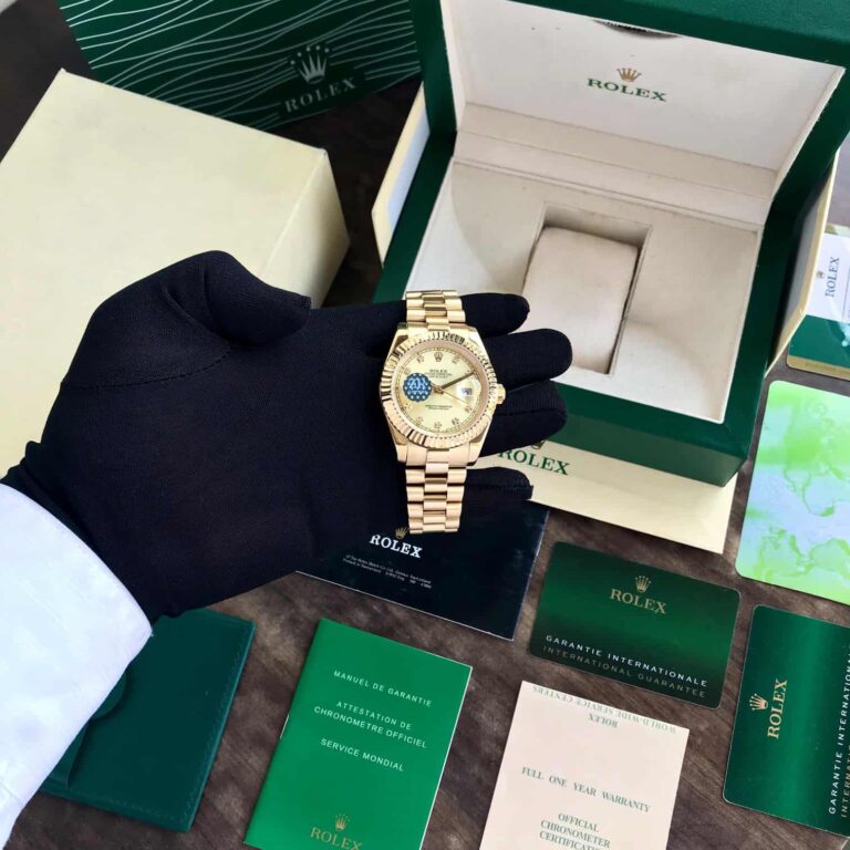 Rolex Day Date 41 Gold Tone Gold Dial Dimond Numbers Japanese Automatic Mens Watch