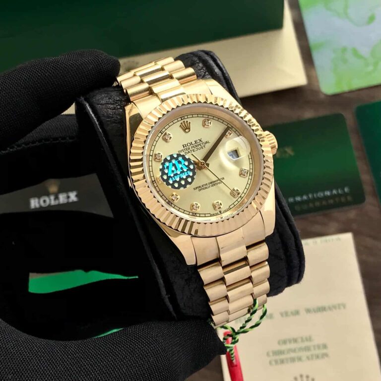 Rolex Day Date 41 Gold Tone Gold Dial Dimond Numbers Japanese Automatic Mens Watch