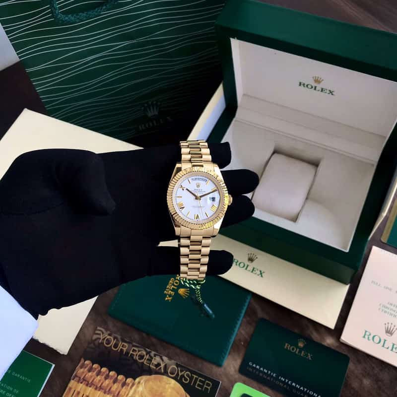 Rolex Day Date 41 Gold Tone White Dial Japanese Automatic Mens Watch