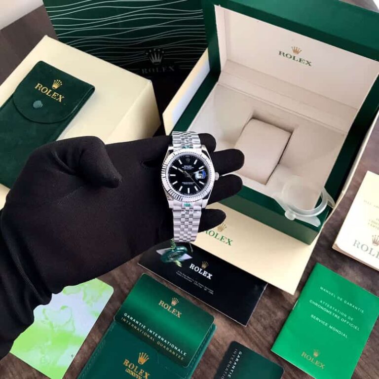 Rolex Datejust 41 Silver & Steel Fluted Jubilee Black Dial Swiss Semi ETA 3235 Movement