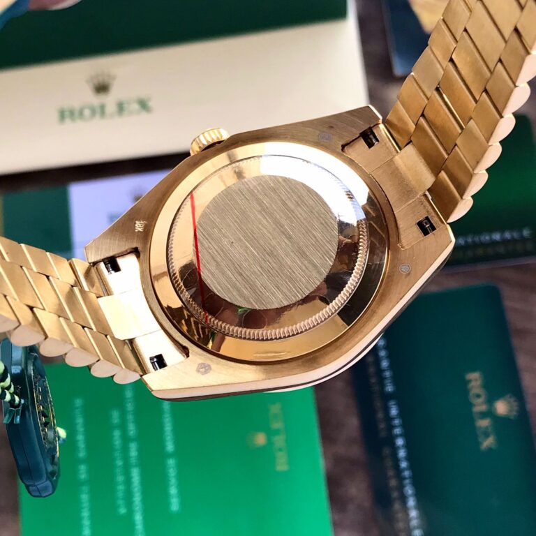 Rolex Day Date Golden Green Dial & Diamond Basel Japanese Automatic Watch