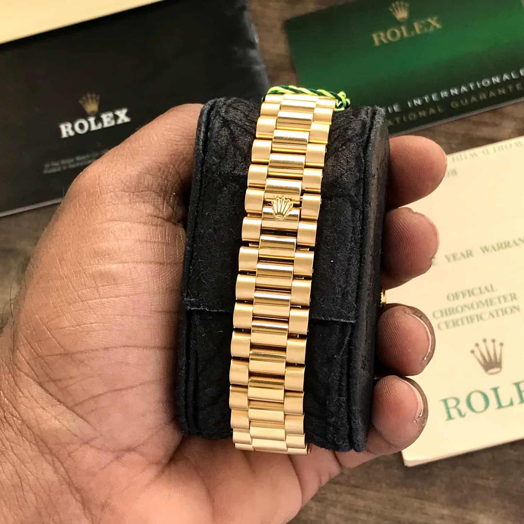 Rolex Day Date 41 Gold Tone Gold Dial Dimond Numbers Japanese Automatic Mens Watch
