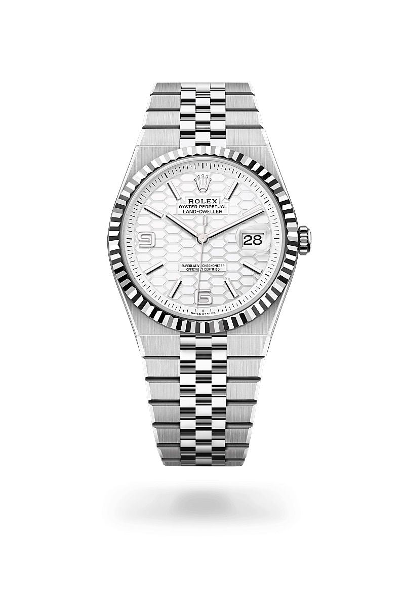 Rolex Land-Dweller For Men's | white & Ice BLue & Green