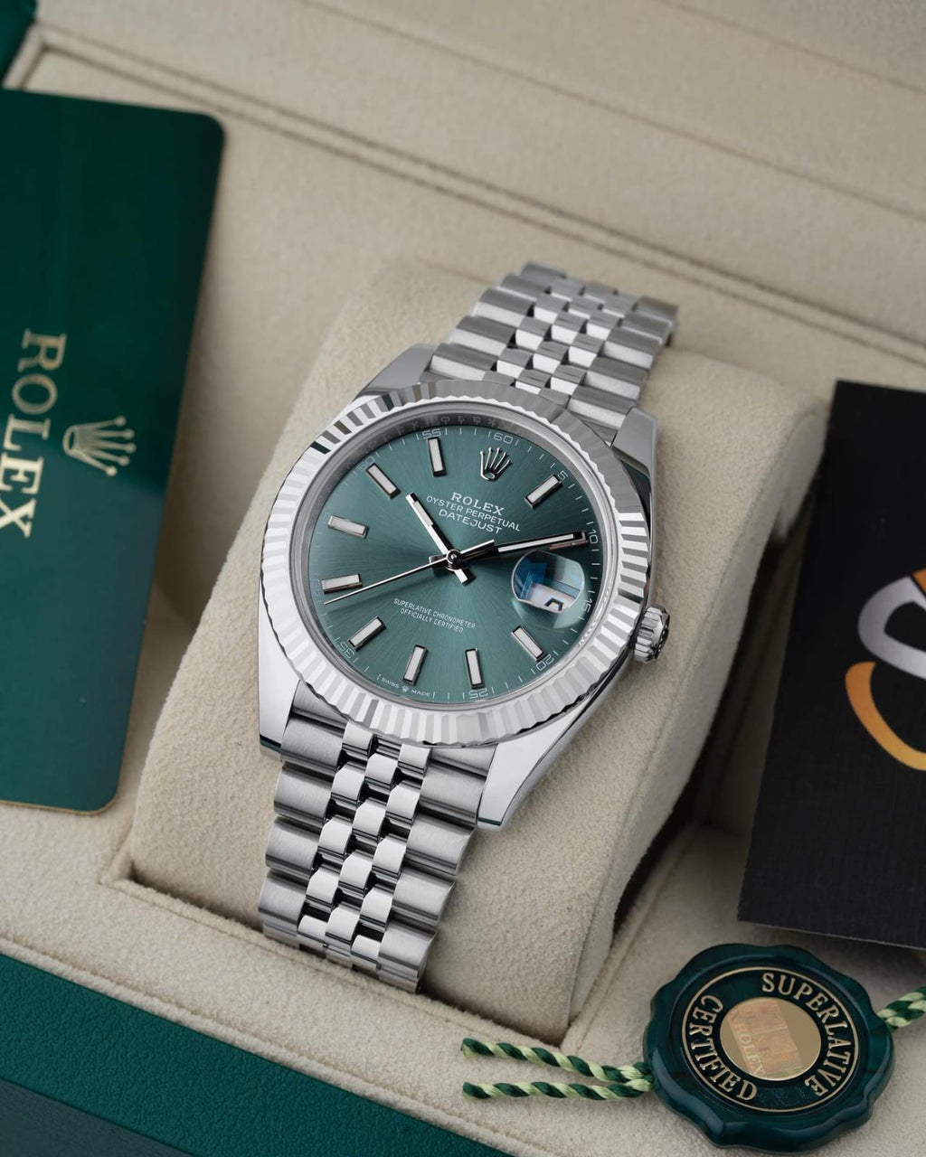 ROLEX Datejust 41 For Men's | Mint Green & Silver