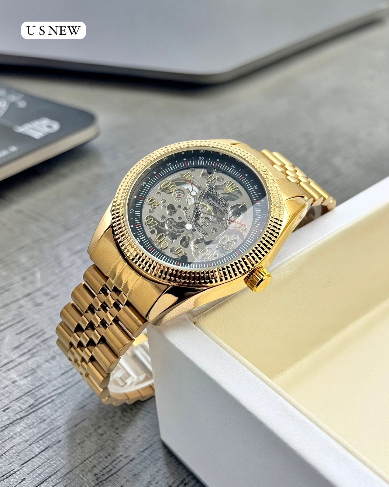 ROLEX automatic skeleton wristwatch For Men's | Silver & Gold