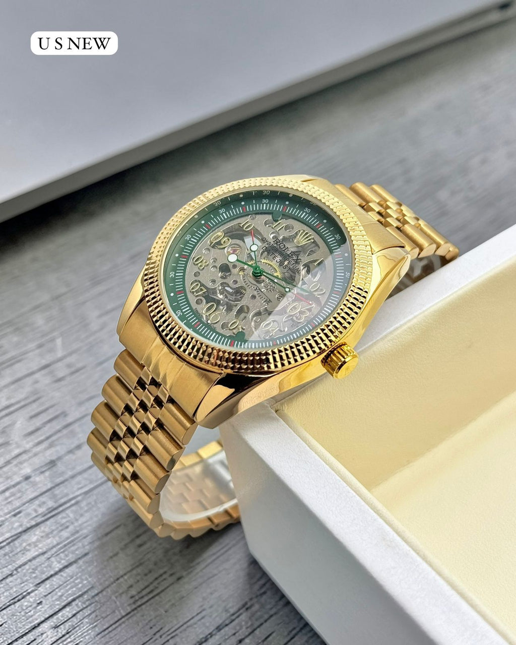 ROLEX automatic skeleton wristwatch For Men's | Silver & Gold