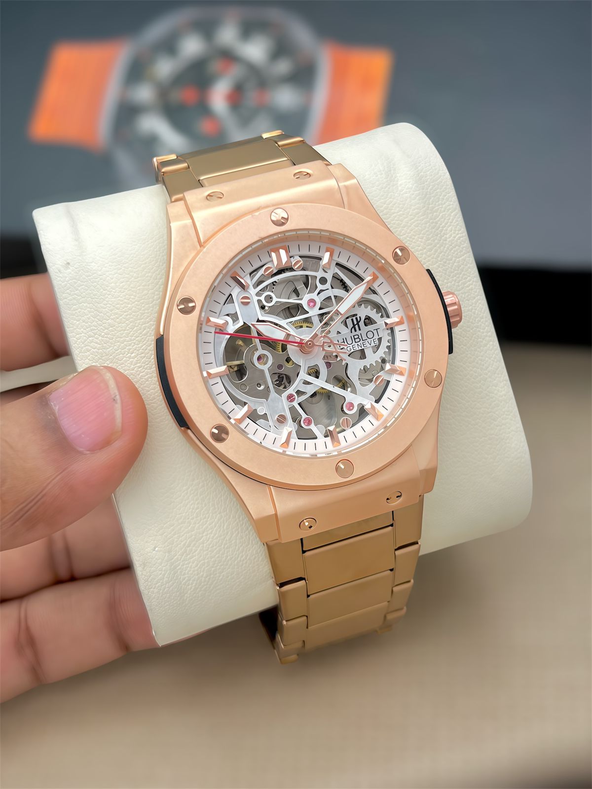 Hublot Geneve For Men's| Silver & Gold & Rosegold