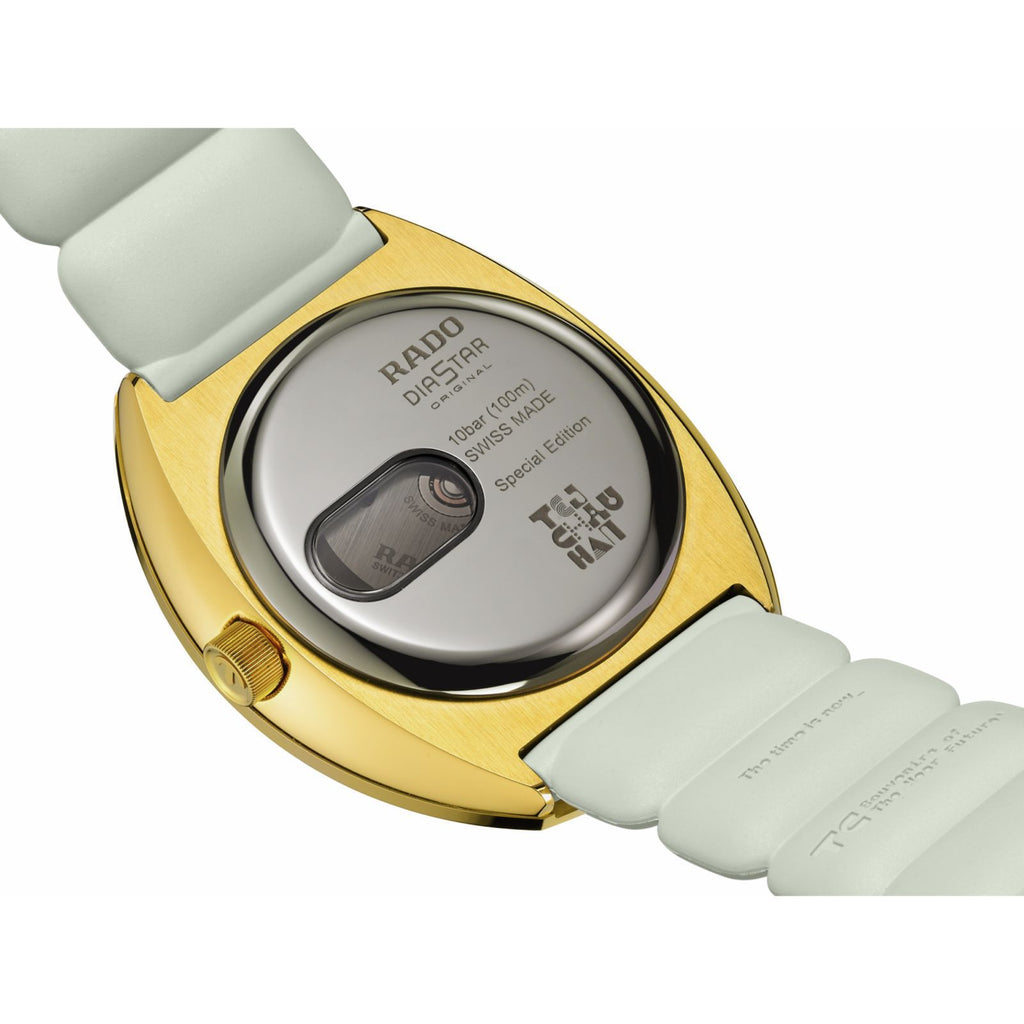 Rado DiaStar Automatic Black Dial Gold Case Grey Strap