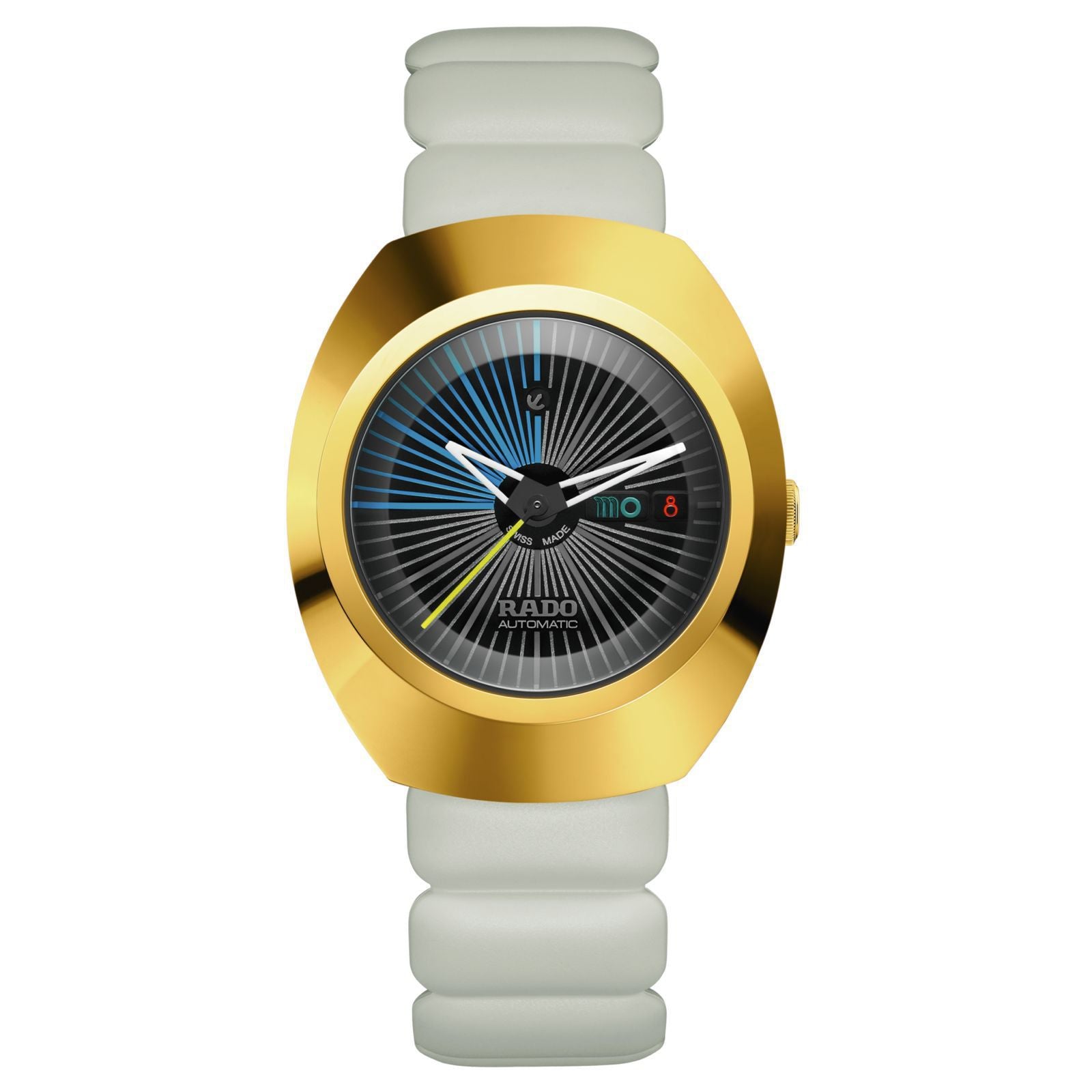 Rado DiaStar Automatic Black Dial Gold Case Grey Strap