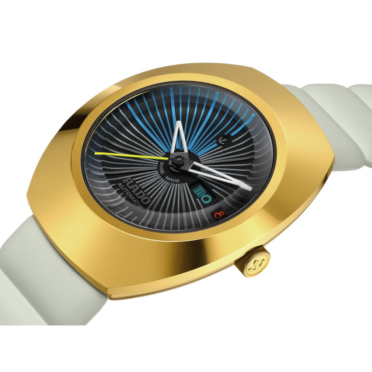 Rado DiaStar Automatic Black Dial Gold Case Grey Strap