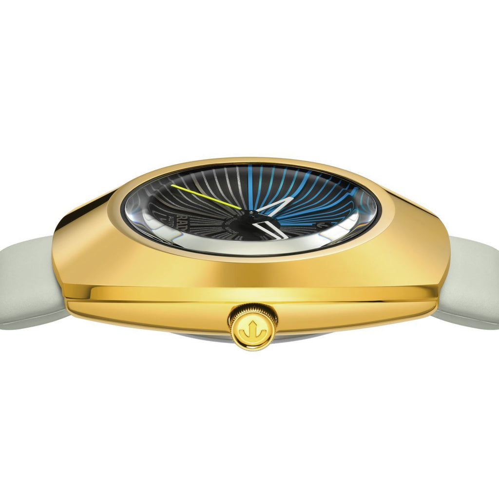 Rado DiaStar Automatic Black Dial Gold Case Grey Strap