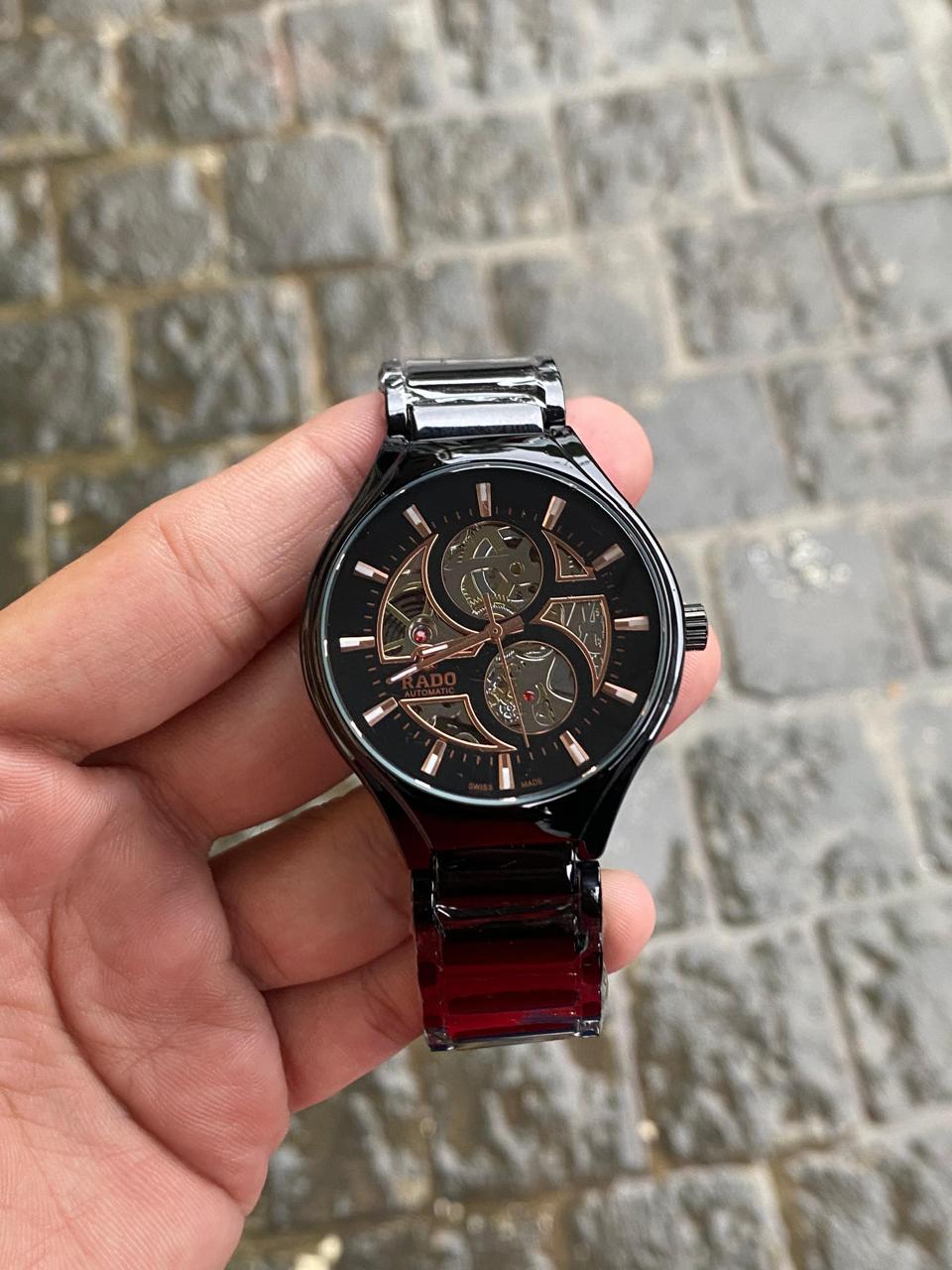 Rado Automatic Skeleton Black Dial Red Ceramic