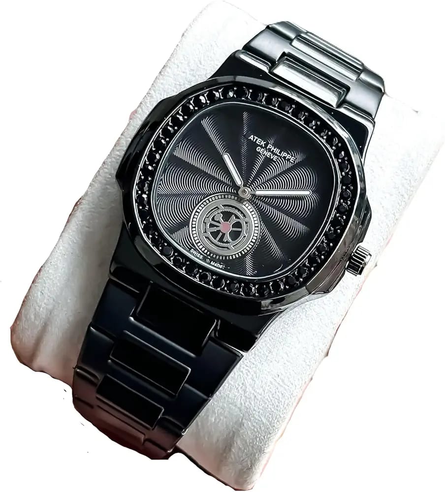Patek Philippe Nautilus Black Diamond Bezel Open Dial