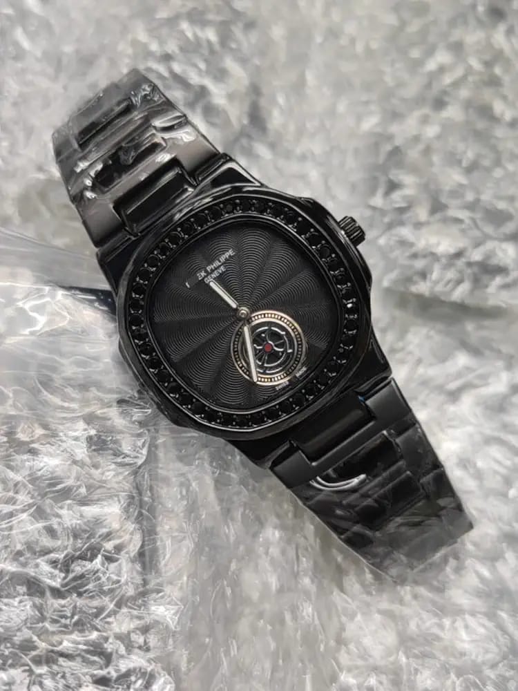 Patek Philippe Nautilus Black Diamond Bezel Open Dial