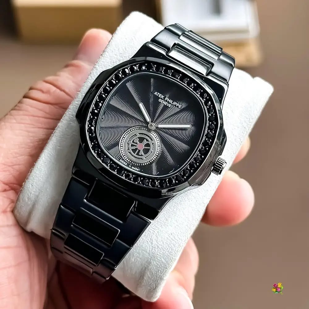 Patek Philippe Nautilus Black Diamond Bezel Open Dial