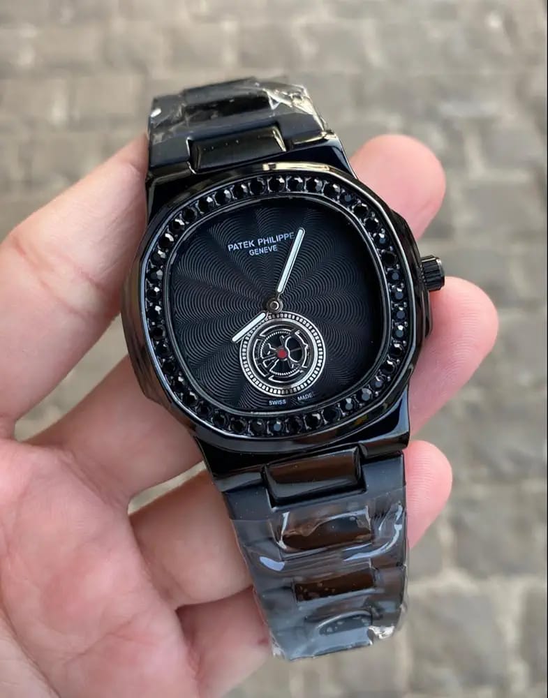Patek Philippe Nautilus Black Diamond Bezel Open Dial