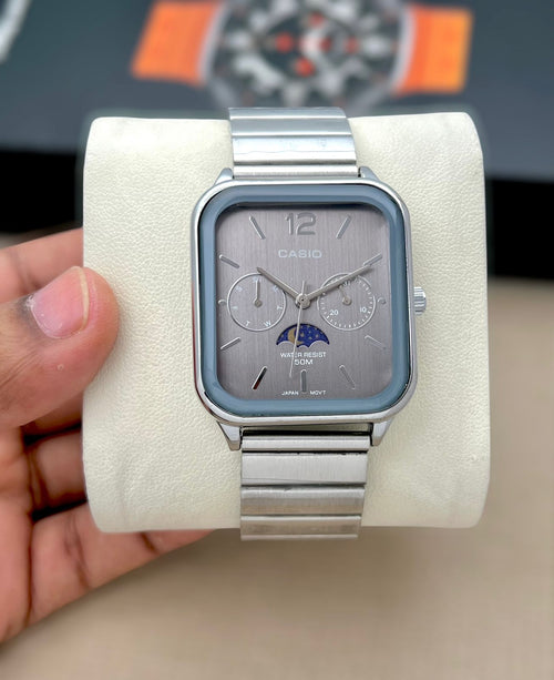 Casio Moonphase Classic Red & Silver Dial