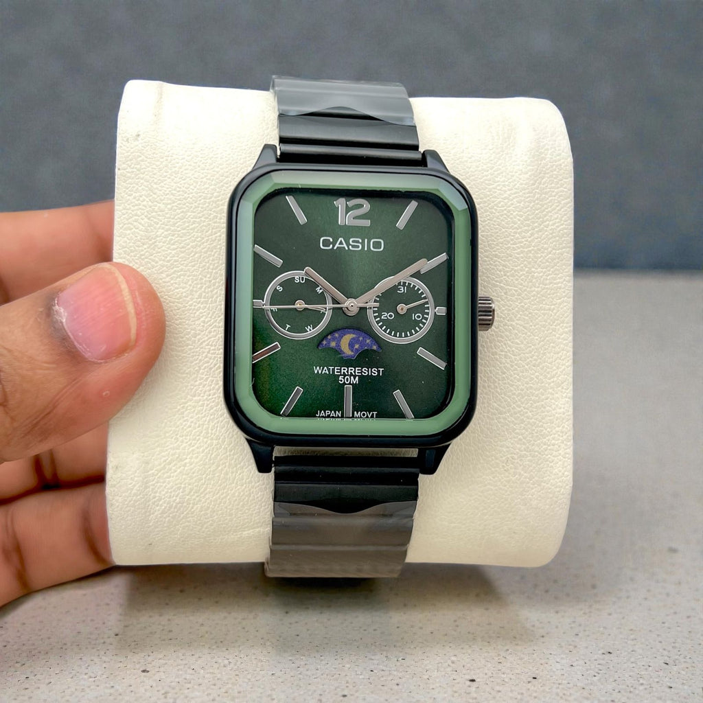 Casio Moonphase Classic Green Dial Black Edition