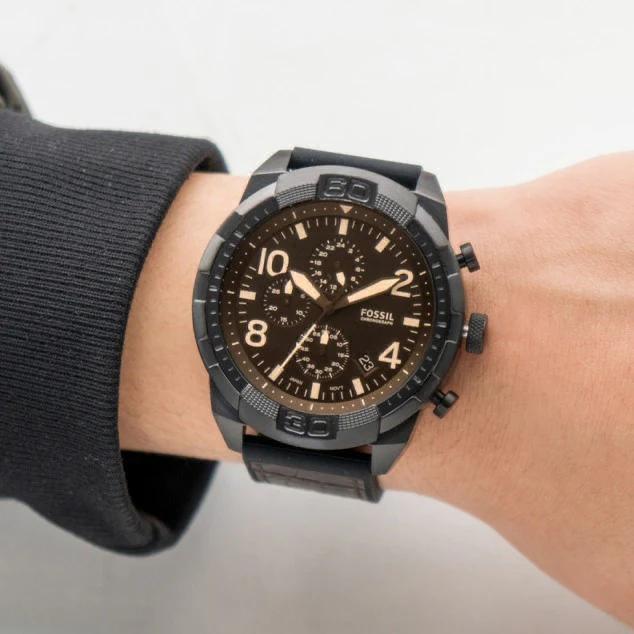 Fossil Black Chronograph Rugged Steel Edition