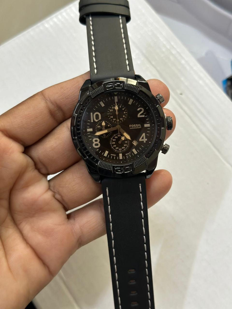 Fossil Black Chronograph Rugged Steel Edition