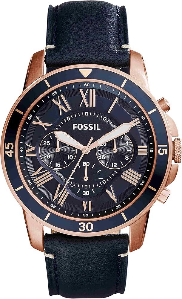Fossil Grant Chronograph Rose Gold Blue Leather Edition