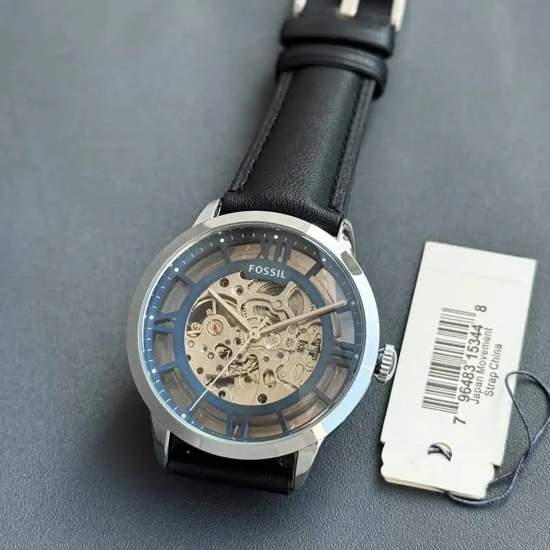 Fossil Skeleton Automatic Black Leather Edition