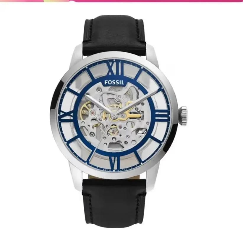 Fossil Skeleton Automatic Black Leather Edition