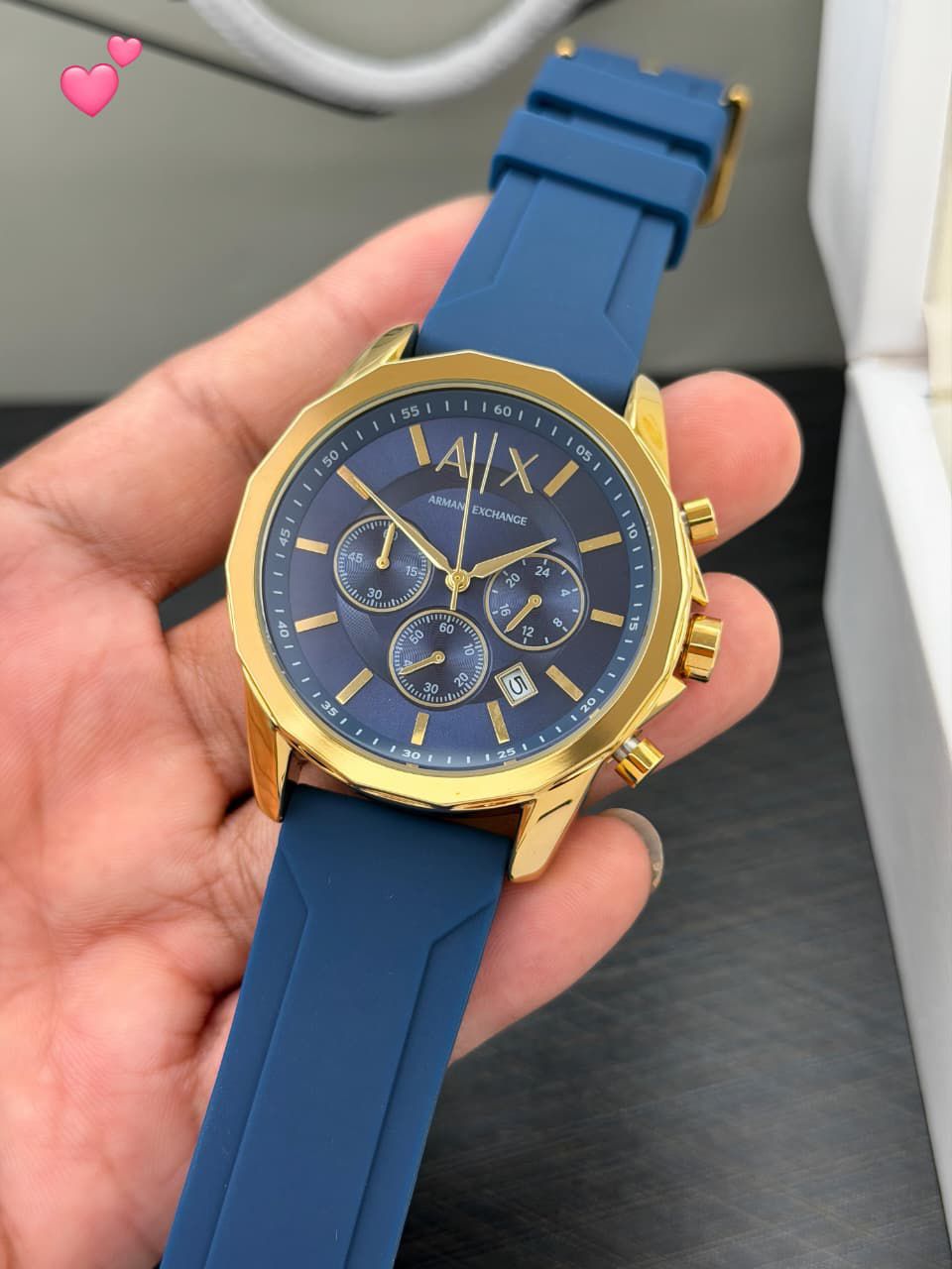 Armani Exchange Gold Chronograph Black Strap – Modern Luxe Edition