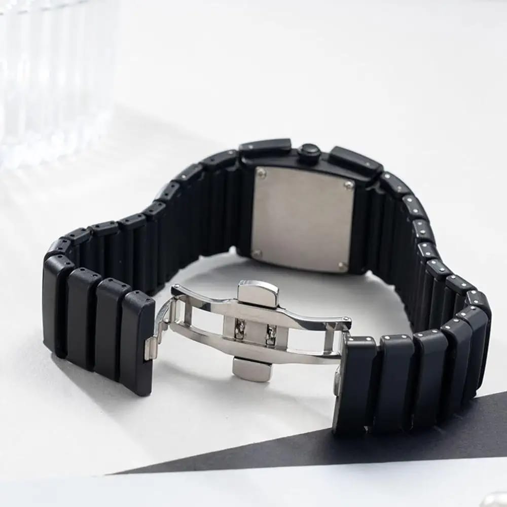 NovaTime Ultra Minimal Black Strap – Modern Square Dial Edition