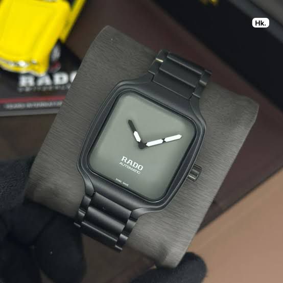 Rado Square Automatic Matte Grey & Gloss Black Dial Ceramic Luxury Watch
