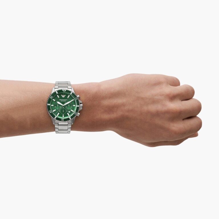 Emporio Armani AR11500 Stainless Steel Green Dial Chronograph Mens Watch