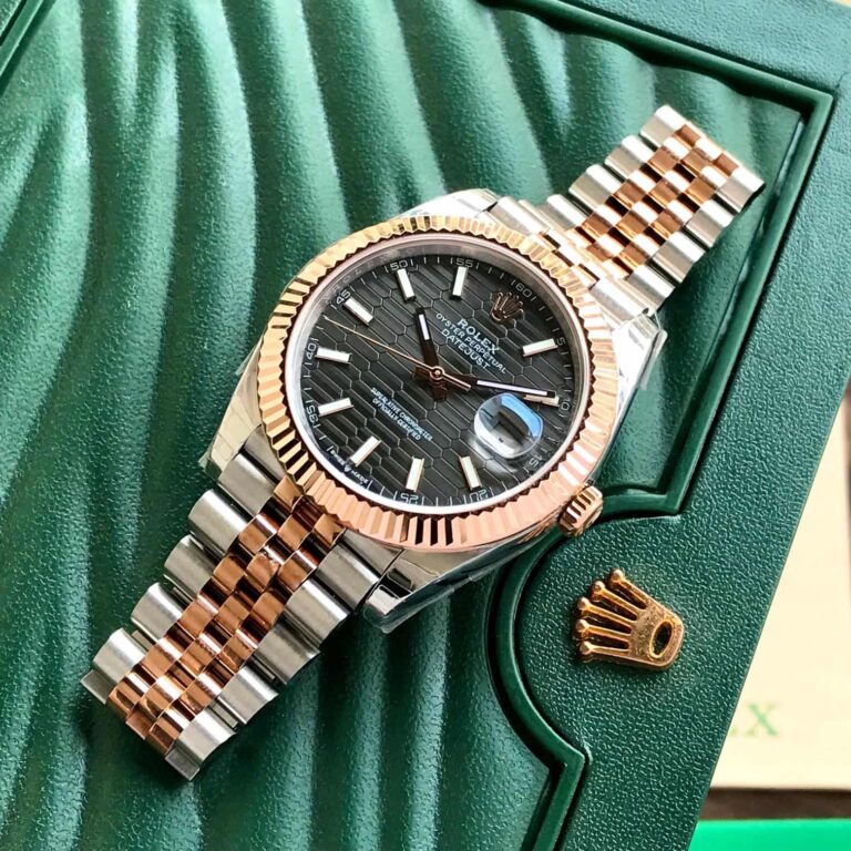 Rolex Datejust 41 Silver Fluted Motif Index Steel & Rose Gold Jubli Chain Swiss ETA Men’s Watch