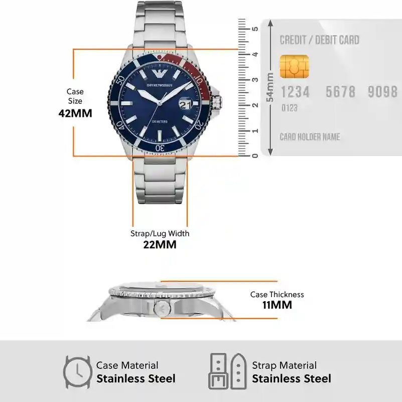 Emporio Armani AR11590 Diver GMT Blue Dial Men’s Automatic Quality Watch