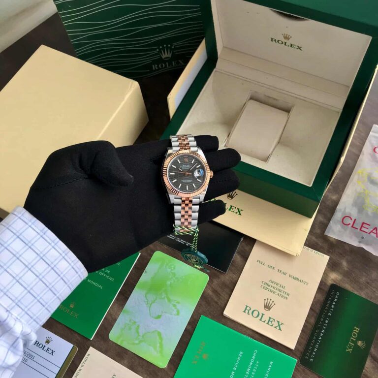 Rolex Datejust 41 Silver Fluted Motif Index Steel & Rose Gold Jubli Chain Swiss ETA Men’s Watch