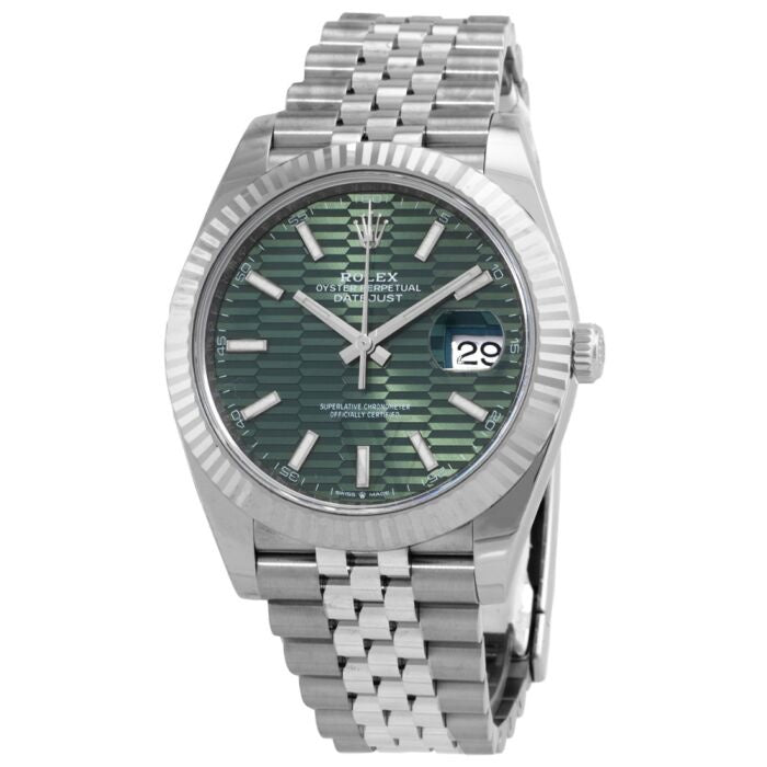Rolex Date Just 41 Motif Green Dial Jubli Chain Automatic Men’s s Watch