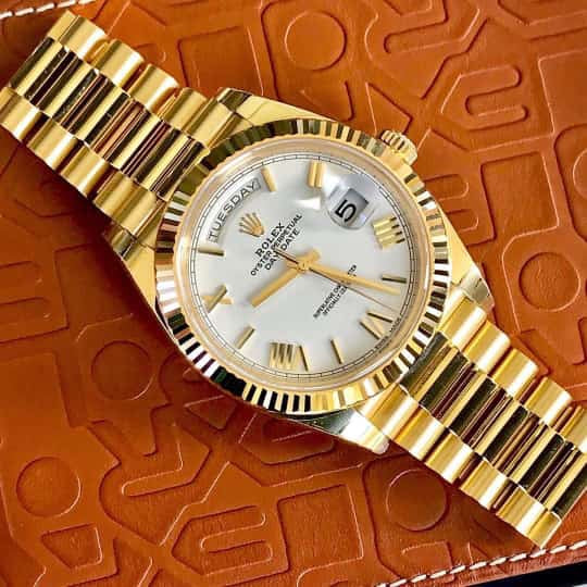 Rolex Day Date 41 Gold Tone White Dial Japanese Automatic Mens Watch