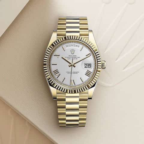 Rolex Day Date 41 Gold Tone White Dial Japanese Automatic Mens Watch