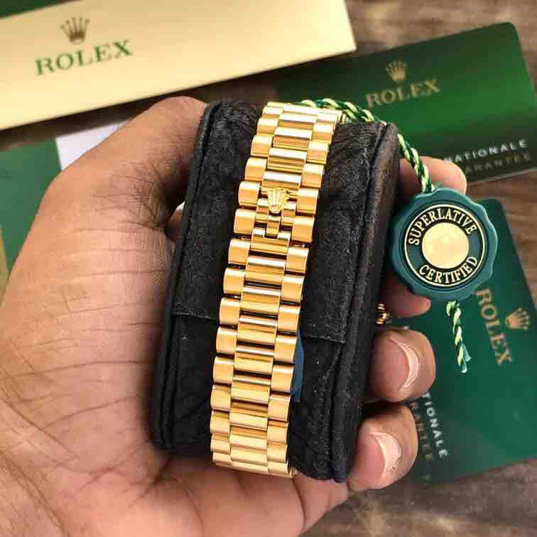 Rolex Day Date Golden Green Dial & Diamond Basel Japanese Automatic Watch